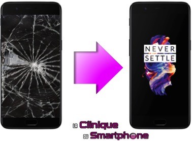 écran cassé, vitre fissurée Réparation bloc écran OnePlus 5T à Lyon