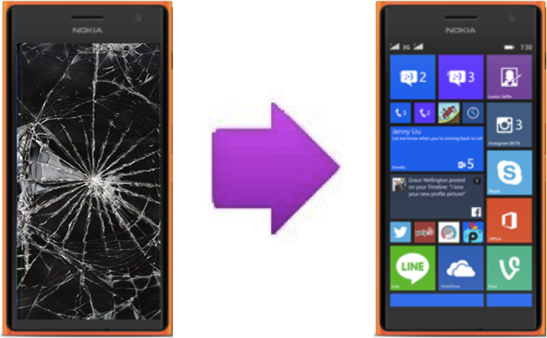 Remplacement Vitre Tactile + LCD Nokia Lumia 730 / 735
