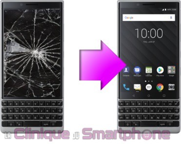 Réparation écran fissuré Blackberry Key2 (Keytwo) en région lyonnaise, rapide pas cher