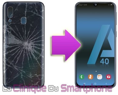 Réparation vitre arrière cassée, fissurée Samsung Galaxy A40 à Lyon Charpennes Rapide et pas cher 